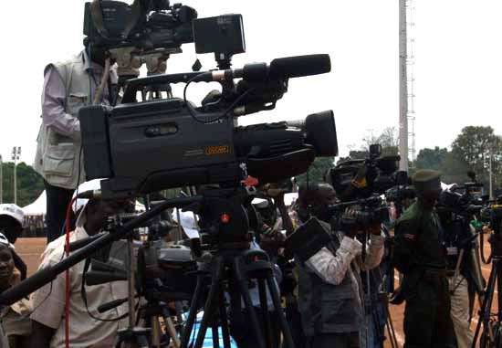 South Sudanese broadcast journalists at work South Sudanese broadcast journalists at work