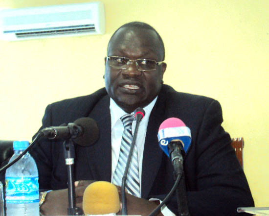 Dr Riek Machar; while addressing the press in Juba Dr Riek Machar; while addressing the press in Juba
