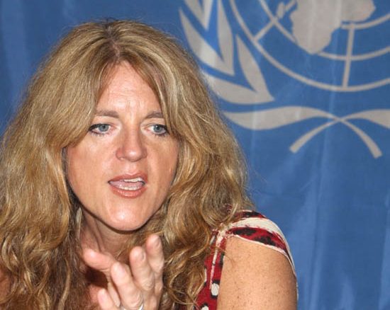 Hilde Johnson briefing the press in Juba