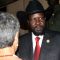 President Salva Kiir chatting with a diplomat after his speech at J-One