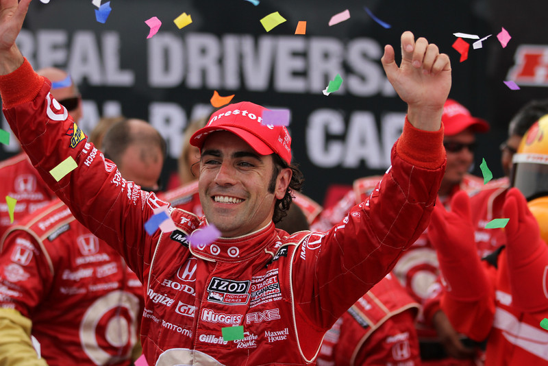 Dario Franchitti raises his arms in celebration after winning Honda Indy Toronto Dario Franchitti raises his arms in celebration after winning Honda Indy Toronto