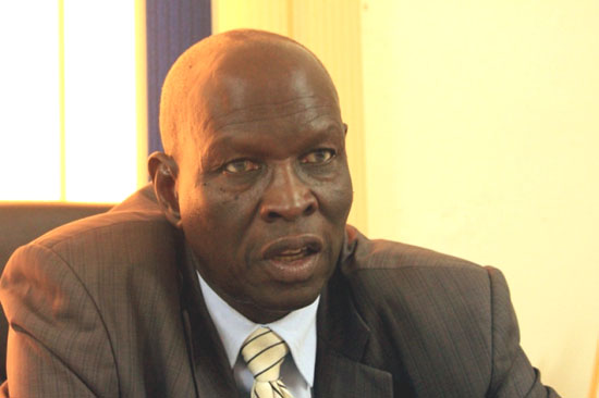 The new Care Taker Governor of the South Sudan Central Bank announcing the ban to the press in Juba The new Care Taker Governor of the South Sudan Central Bank announcing the ban to the press in Juba