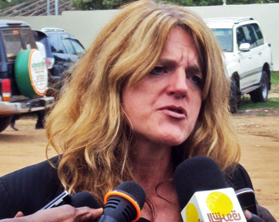 UNMIS Special Representative to South Sudan Hilder Johnson speaking to the press in Juba