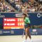 American Serena Williams pumps her fist after winning a critical point in the third set against Lucie Safarova on Friday evening (John Lucero)