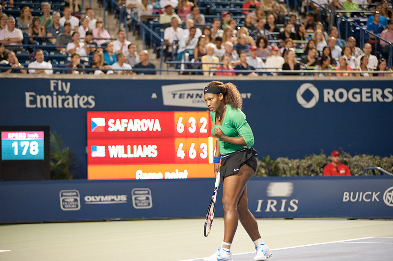 American Serena Williams pumps her fist after winning a critical point in the third set against Lucie Safarova on Friday evening (John Lucero) American Serena Williams pumps her fist after winning a critical point in the third set against Lucie Safarova on Friday evening (John Lucero)