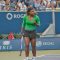 Serena Williams pumps her fist in celebration after winning a point in her semifinal match Saturday (John Lucero)