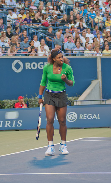 Serena Williams pumps her fist in celebration after winning a point in her semifinal match Saturday (John Lucero) Serena Williams pumps her fist in celebration after winning a point in her semifinal match Saturday (John Lucero)