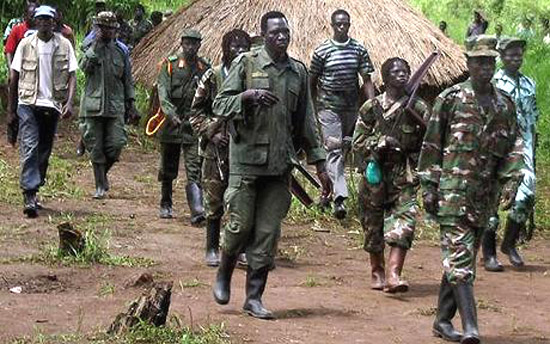 Lord's Resistance Army (LRA) fighters at Ri-Kwangba on Southern Sudan's border with the Democratic Republic of Congo Lord's Resistance Army (LRA) fighters at Ri-Kwangba on Southern Sudan's border with the Democratic Republic of Congo