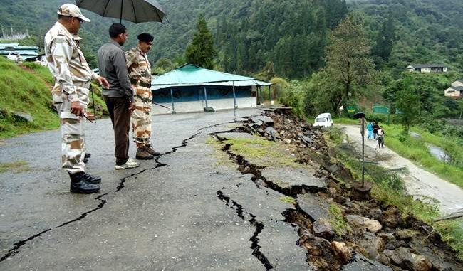 Sikkim earthquake road damage