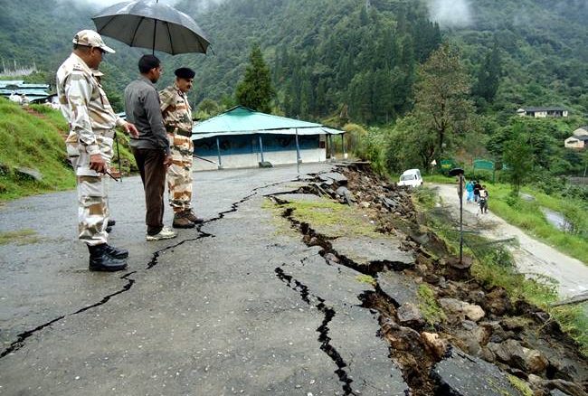 Sikkim earthquake road damage