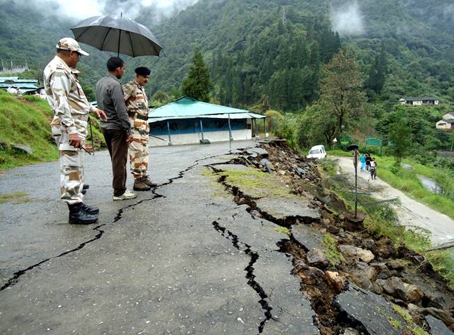 Sikkim earthquake road damage Sikkim earthquake road damage