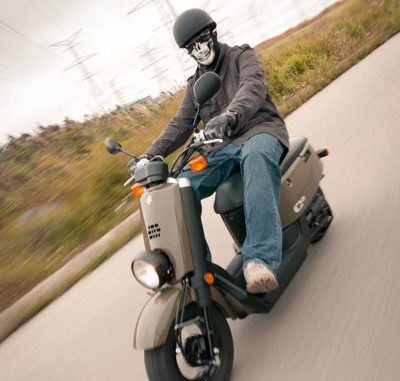 Riding the uniquely styled 50cc