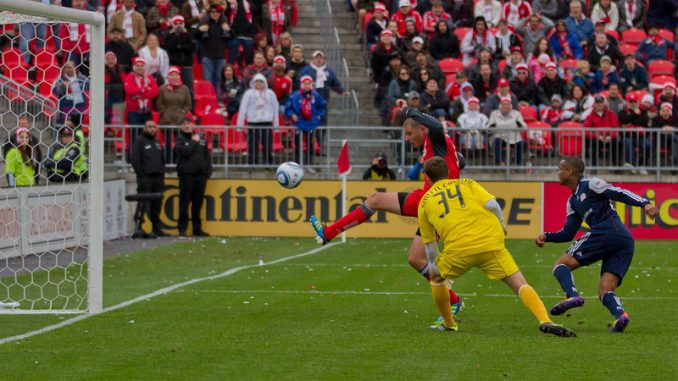 Revolution goalkeeper Bobby Shuttleworth and defender Darrius Barnes look on helplessly as TFC striker Danny Koevermans knocks in the game-tying goal (JP Dhanoa) Revolution goalkeeper Bobby Shuttleworth and defender Darrius Barnes look on helplessly as TFC striker Danny Koevermans knocks in the game-tying goal (JP Dhanoa)