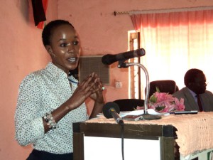 The Eastern Equatoria State Finance Minister Josephine Akulang Abalang presenting the bi-annual progressive Financial Report. [© Gurtong]