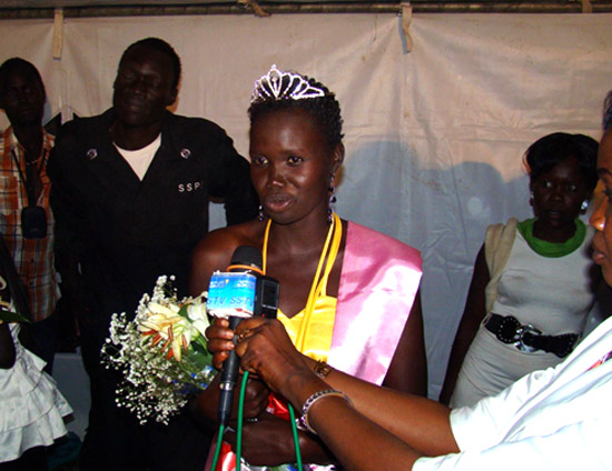 Miss Helen Kadong speaking to the press after being pronounced the winner [©Gurtong]