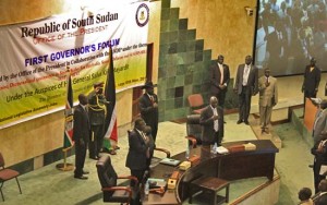 South Sudan President Salva Kiir at the opening of this year’s Governors’ Forum in Juba, 14 November. [©Gurtong]