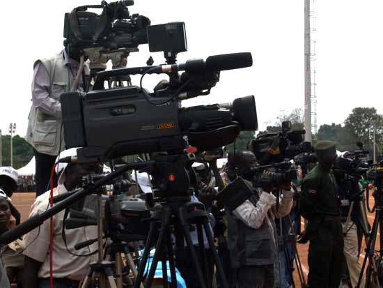 South Sudanese broadcast journalists at work South Sudanese broadcast journalists at work