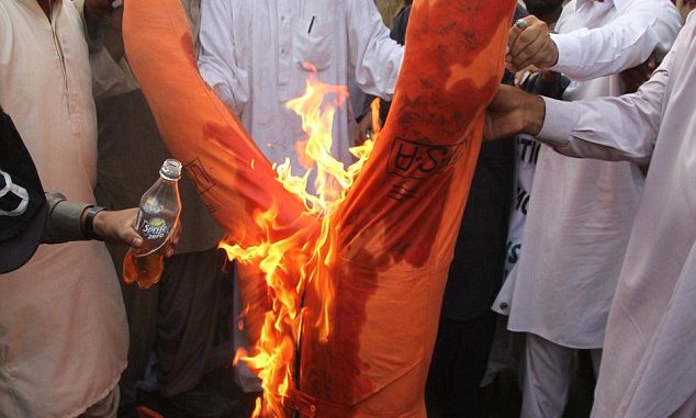 Angry demonstrators burn effigies of President Barack Obama Angry demonstrators burn effigies of President Barack Obama