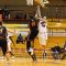 Oshawa Power guard Brandon Robinson jumps up to contest a shot from the Quebec Kebs