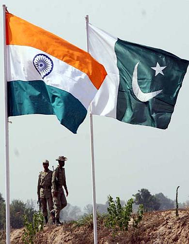 India-Pakistan flags India-Pakistan flags