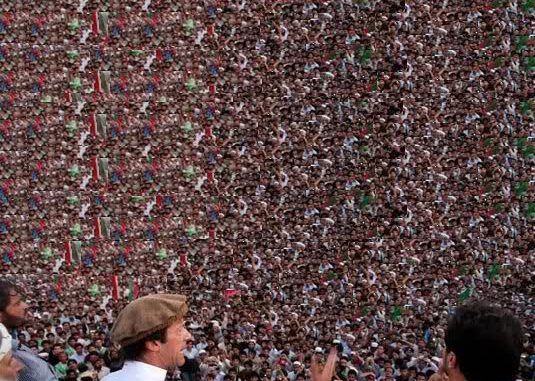 Imran khan addressing a huge crowd rally in pakistan