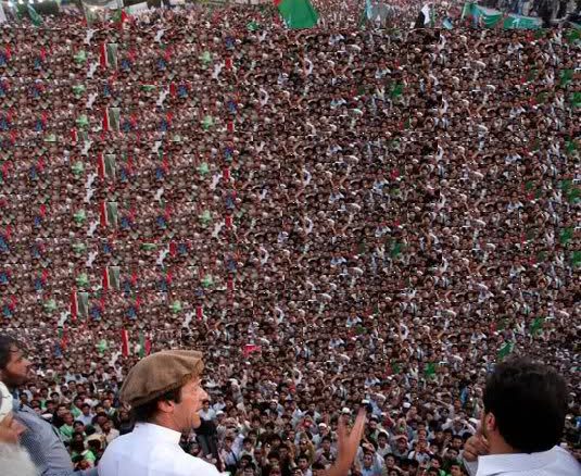 Imran khan addressing a huge crowd rally in pakistan