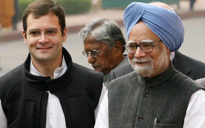 Rahul Gandhi with Prime Minister Manmohan Singh