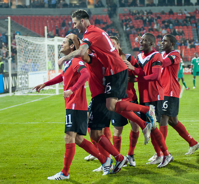 Josh Simpson is mobbed by teammates after scoring Canada's third goal scored just before the end of the first half on Tuesday night at BMO Field (John Lucero) Josh Simpson is mobbed by teammates after scoring Canada's third goal scored just before the end of the first half on Tuesday night at BMO Field (John Lucero)