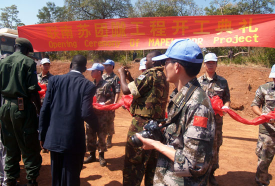 Chinese officers and other stakeholders during the opening ceremony of the road construction in Mapel town [©Gurtong]