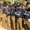 The Fire brigade team listening to speeches during the celebrations in Wau [©Gurtong]