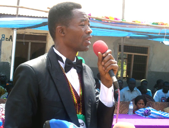 Mr. Patrick Peter the Gracia nursery and primary school founder delivering his speech [©Gurtong]