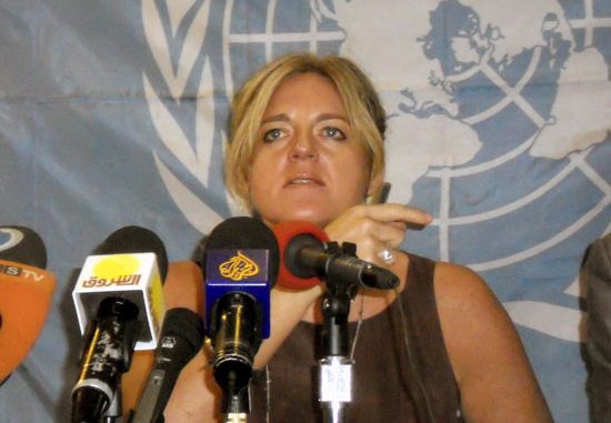 Hilde F. Johnson answering questions during the press conference in Juba [©Gurtong]