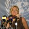 Hilde F. Johnson answering questions during the press conference in Juba [©Gurtong]