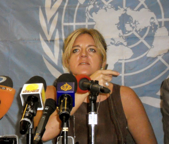 Hilde F. Johnson answering questions during the press conference in Juba [©Gurtong]