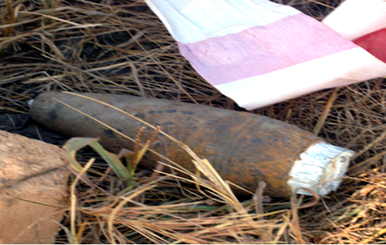 The Landmine that was planted near a police depot in Yei River County [Gurtong]