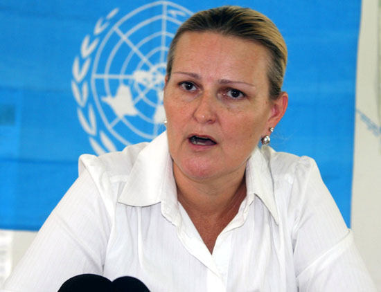 Lise Grande briefing the press in Juba [©Gurtong]