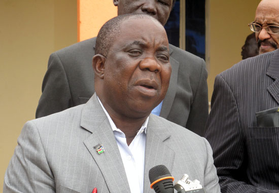 Health Minister Hon. Michael Milly briefing journalists on the medical supplies to Bor Hospital in Jonglei [©Gurtong]