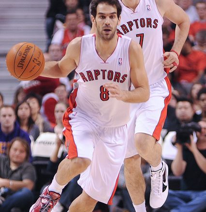 Jose Calderon (8) and Andrea Bargnani (7) each finished with double-doubles, but Bargnani had to leave the game with a strained left calf. (Karan Vyas)