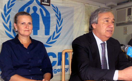 (L-R) Ms. Lise Grande and Mr. Antonio Guterres speaking during the press conference in Juba [©Gurtong]