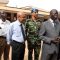 Hastin Yokwe Anisio (wearing a suit) addressing the media and behind him is the Commanding Officer of Bangladesh Level II Hospital [©Gurtong]