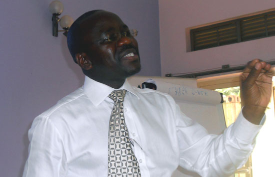 Mr. Godbar W. Tumushabe addressing journalists at the African Centre for Media Excellence in Uganda Mr. Godbar W. Tumushabe addressing journalists at the African Centre for Media Excellence in Uganda