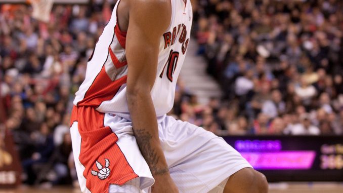 Toronto Raptors guard DeMar DeRozan scored a game-high 21 points against the Boston Celtics at the Air Canada Centre Friday night. (JP Dhanoa)