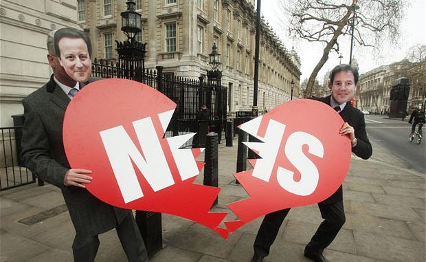 Protesters demonstrating the opposition on NHS Bill Protesters demonstrating the opposition on NHS Bill