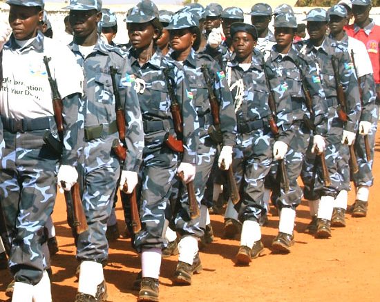 The new police graduates match at Wau stadium in Western Bahr el Ghazal State [©Gurtong]
