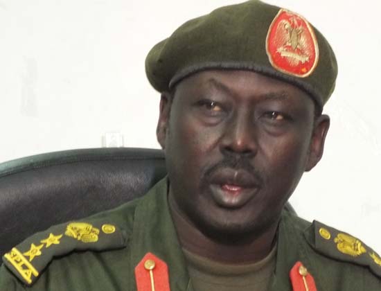 Col. Philip Aguer, the SPLA Spokesperson speaking to Gurtong in Juba. [©Gurtong]