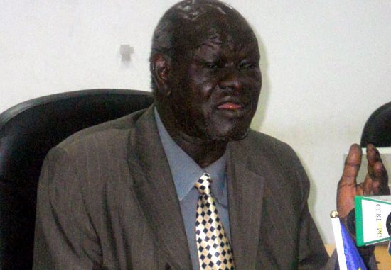 The Minister of Higher Education Hon. Peter Adwok Nyaba, during the press conference [©Gurtong]