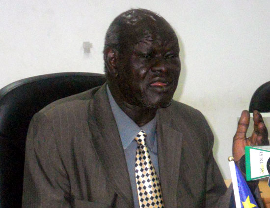 The Minister of Higher Education Hon. Peter Adwok Nyaba, during the press conference [©Gurtong]