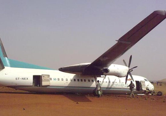 The plane’s captain was seriously injured, 50 passengers narrowly escaped death and the landing wheels were badly damaged [©Gurtong]