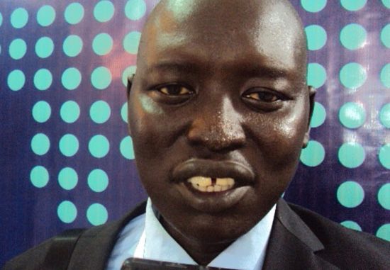 Mr. Simon Akuei Deng, from the South Sudan Chamber of Commerce, Industry and Agriculture speaking to Gurtong [©Gurtong]