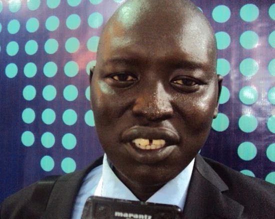 Mr. Simon Akuei Deng, from the South Sudan Chamber of Commerce, Industry and Agriculture speaking to Gurtong [©Gurtong]